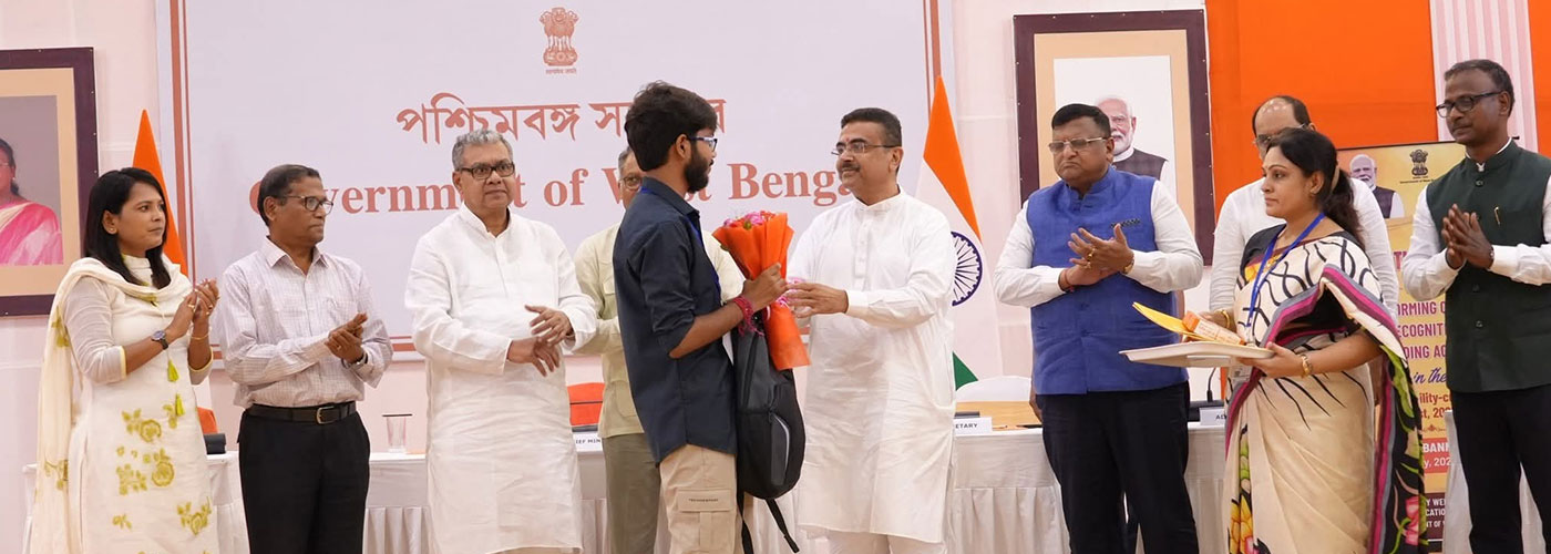 Hon'ble Chief Minister Shri Suvendu Adhikari felicitated the NEET 2026 top rankers at Nabanna Conference Hall, reaffirming the Government's commitment to quality medical education and healthcare.